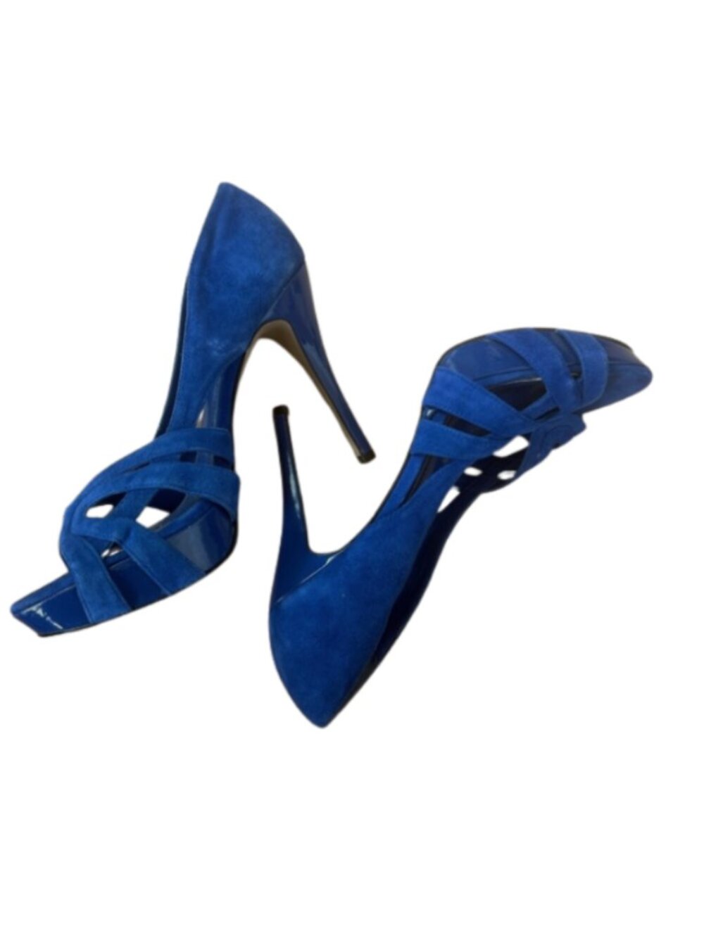 Steve Madden Royal Blue Suede Open-Toe High Heels Womens Size 9 - Picture 3 of 6